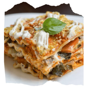 Vegetarian Roast Butternut-Feta Lasagna with Spinach-Cranberry Salad and a Mini Health Loaf